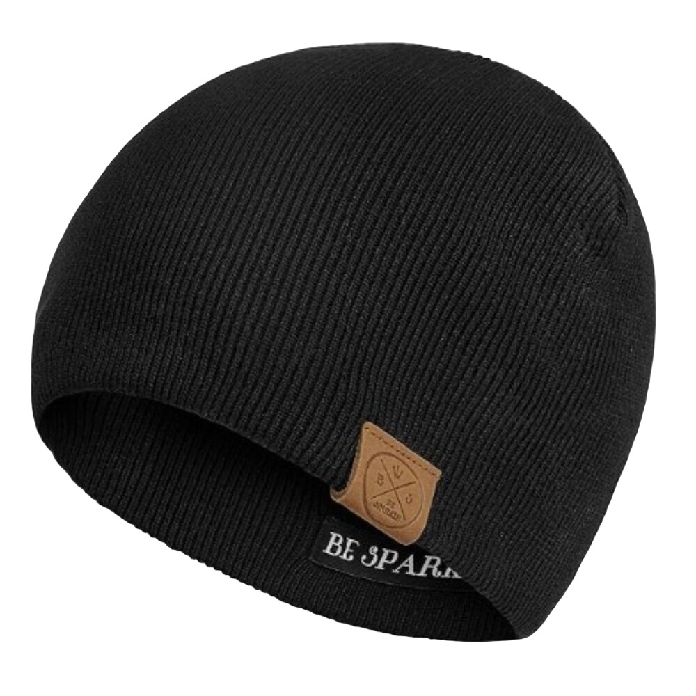 BE SPARKLE Black Unisex Cotton Winter Skull Cap Warm Stretch Soft Beanie Hat OS